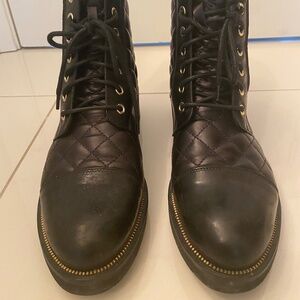 Ron White Quilted Combat Boot - Black - Size 8
